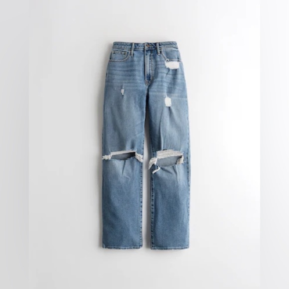 hollister • ripped high rise dad jeans - Picture 2 of 15